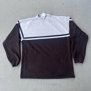 Brown Jumper Vintage 90s bullhead brown and white striped color block sweater